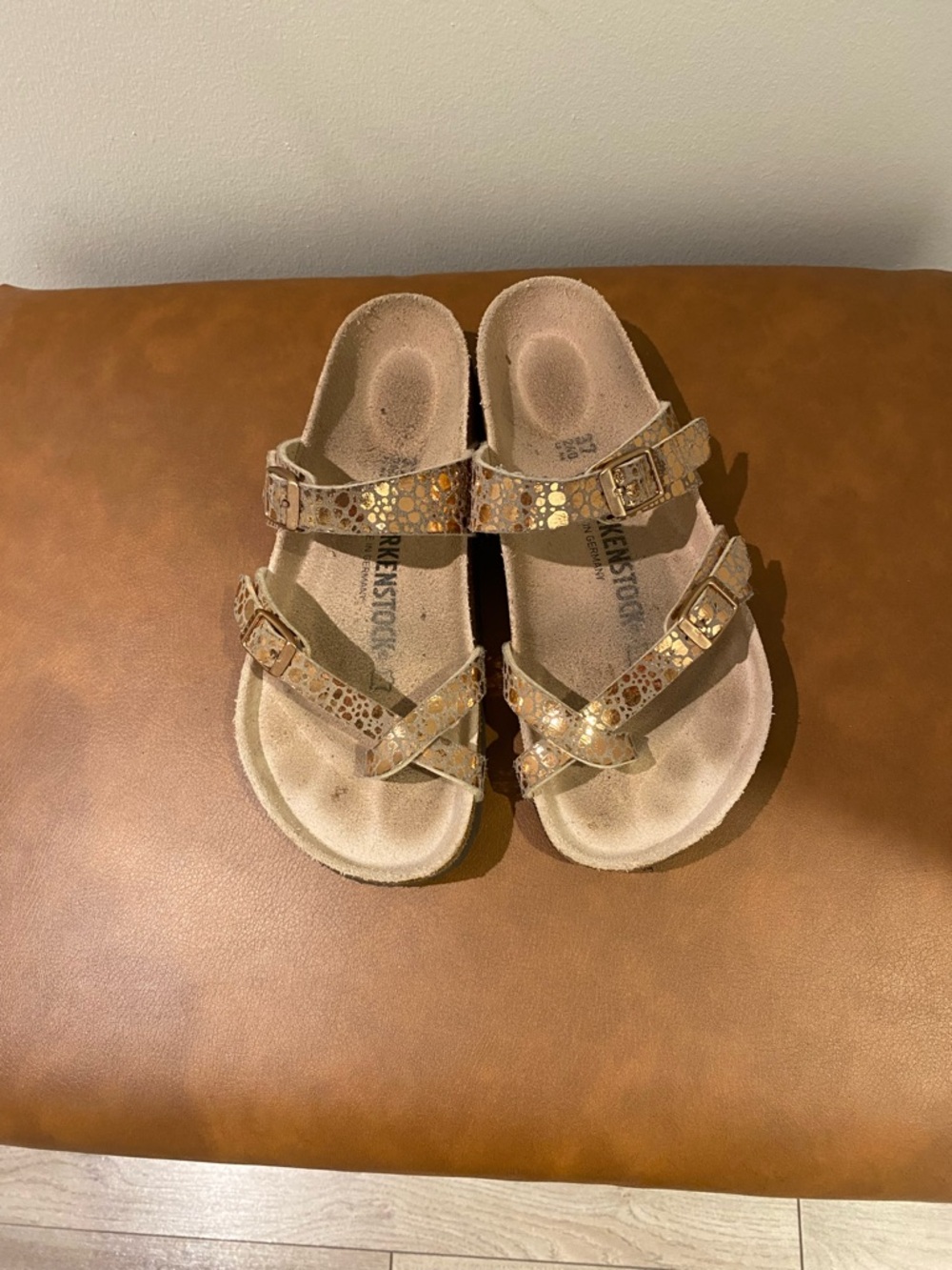 Birkenstock mayari, leather, metallic stones copper, 37 R, gently used.